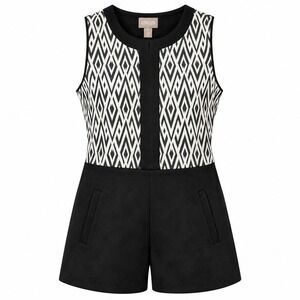 Chicos Size 0 Modern Geo Jacquard Faux Suede Mix Vest Women Small  Boho Chic